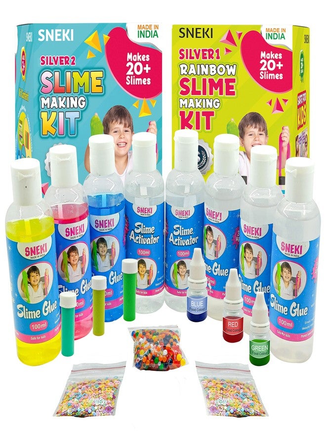 SNEKI Make 30+ Slime Multicolor Scented DIY Magic Toy Slimy Slime Activator Glue Gel Jelly Putty Making kit Set Toy for Boys Girls Kids Slime Activator Making Kit 6 Glue & 2 Activator Bottle - Image 1
