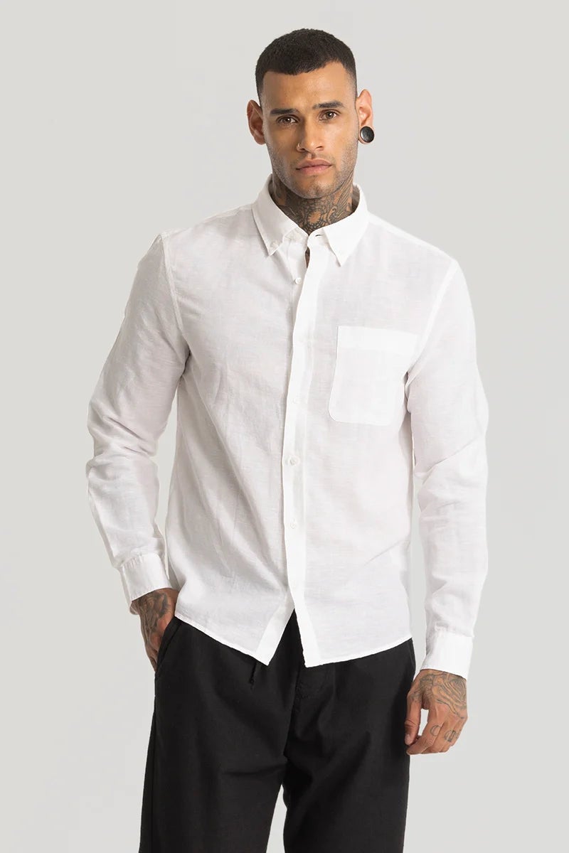 SNITCH White Linen Blend Shirt - Image 5