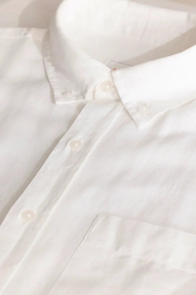SNITCH White Linen Blend Shirt