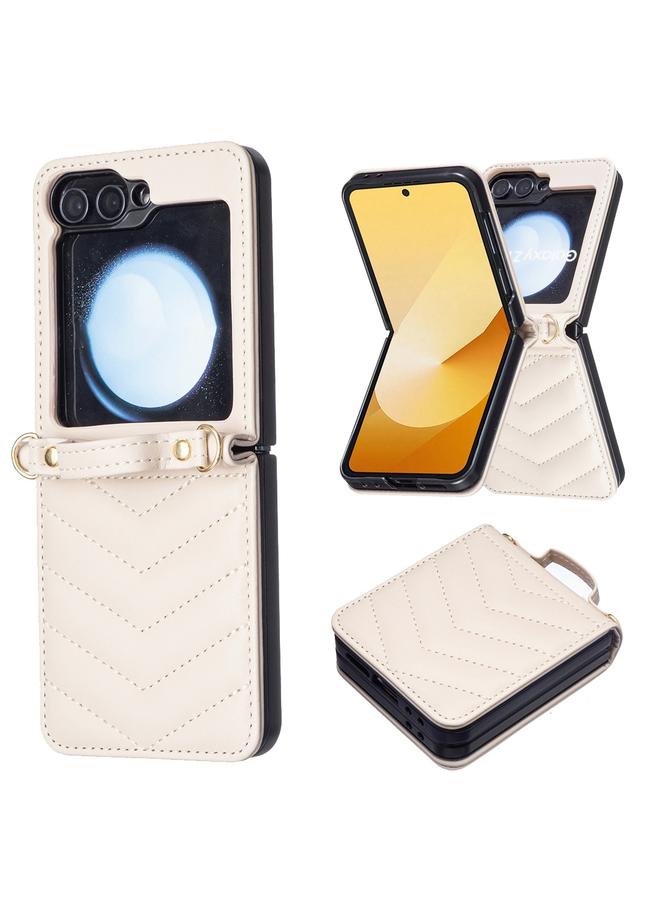 اس-توب جراب هاتف Samsung Galaxy Z Flip5 على شكل موجة مع حزام كتف من الجلد - Image 2