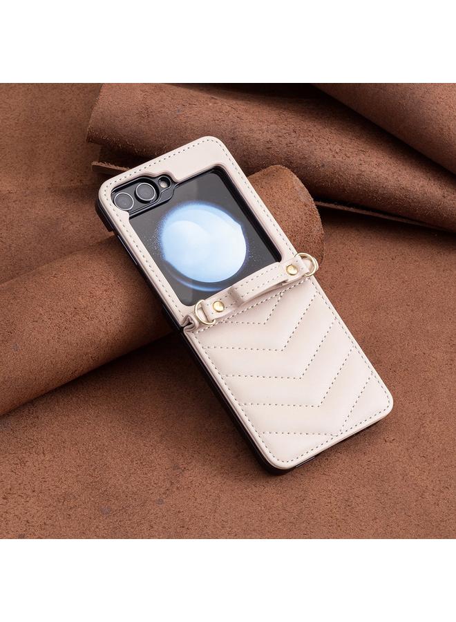 اس-توب جراب هاتف Samsung Galaxy Z Flip5 على شكل موجة مع حزام كتف من الجلد - Image 4