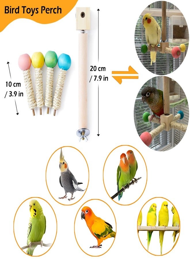 Jevnd Bird Stand Perch Toy, Interactive Spinning Parakeet Toys, Wooden Exercise Wheel Parrot Toy, Enrichment Cockatiel Toy for Birds Cage, Bird Cage Accessories Perch Toys for Budgies (S) - Image 5