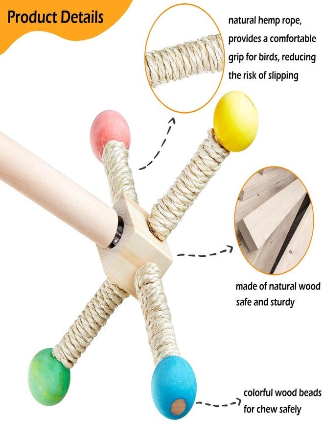 Jevnd Bird Stand Perch Toy, Interactive Spinning Parakeet Toys, Wooden Exercise Wheel Parrot Toy, Enrichment Cockatiel Toy for Birds Cage, Bird Cage Accessories Perch Toys for Budgies (S) - Image 3