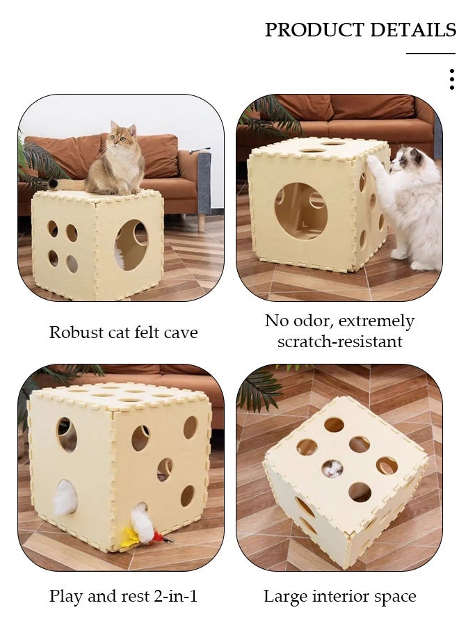 DUNISO Large Cat House for Indoor Cats,Cat Beds, Large Cat Cave with Cozy Condo, Indoor Cat House with Scratch Pad, Cat Hideaway with Double-Sided Soft Cushions - Image 2