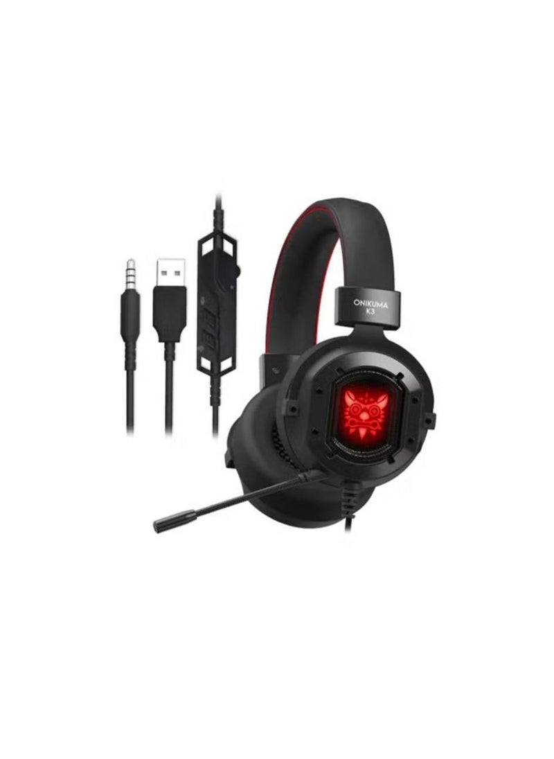 onikuma Over-Ear Wired LED Gaming Headset with Microphone – Compatible with PS4/Xbox/PC  - Image 3
