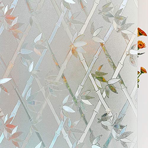 HOME13™ Vinyl Frosted Glass Window Film,Window Privacy Film Self Adheisve Decorative Privacy Frosted Window Film for Home & Office (16 "x 50 Inch, Bamboo Cross Frosted) - Image 1