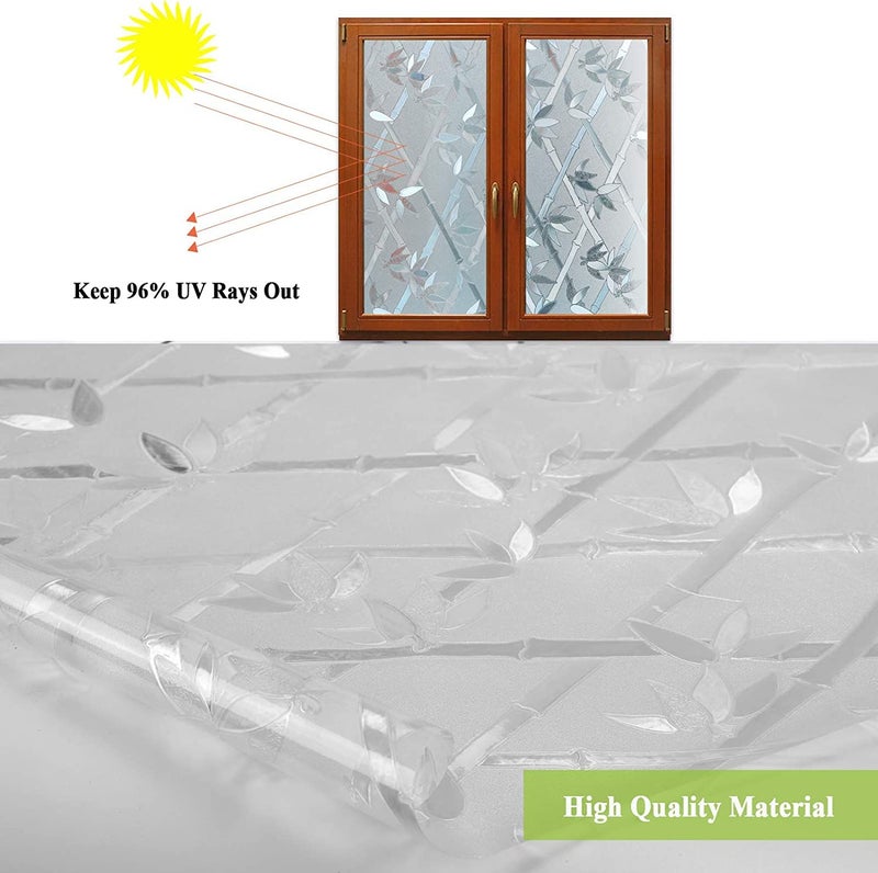 HOME13™ Vinyl Frosted Glass Window Film,Window Privacy Film Self Adheisve Decorative Privacy Frosted Window Film for Home & Office (16 "x 50 Inch, Bamboo Cross Frosted) - Image 5