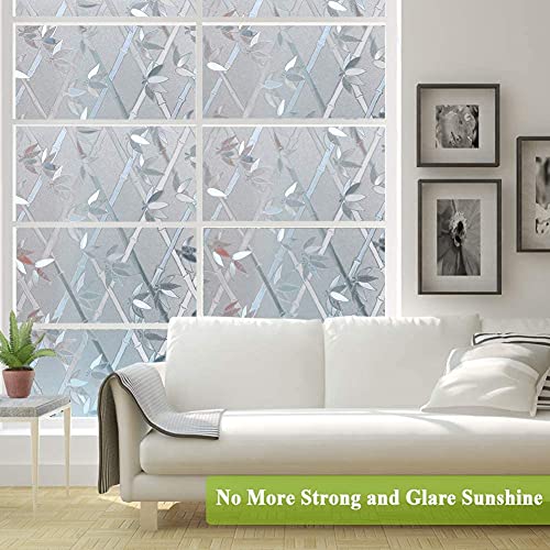 HOME13™ Vinyl Frosted Glass Window Film,Window Privacy Film Self Adheisve Decorative Privacy Frosted Window Film for Home & Office (16 "x 50 Inch, Bamboo Cross Frosted) - Image 2