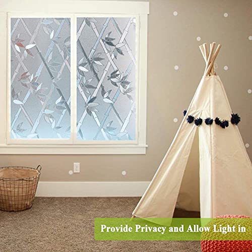 HOME13™ Vinyl Frosted Glass Window Film,Window Privacy Film Self Adheisve Decorative Privacy Frosted Window Film for Home & Office (16 "x 50 Inch, Bamboo Cross Frosted) - Image 4