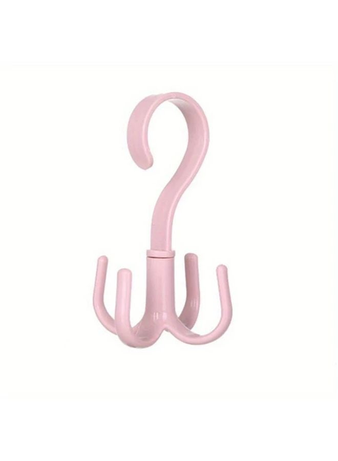 خطافات وردية دوارة 360 درجة - حافظ ملابس مدمج للحقائب والأحزمة والأوشحة - منظم متين من البلاستيك PS - Image 1