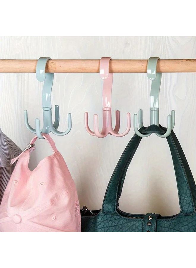 خطافات وردية دوارة 360 درجة - حافظ ملابس مدمج للحقائب والأحزمة والأوشحة - منظم متين من البلاستيك PS - Image 3