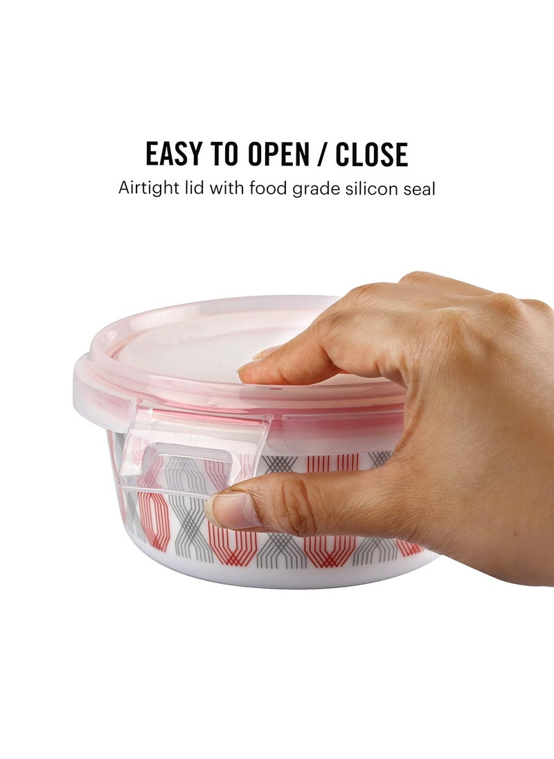 Cello CELLO Red Trellis Opalware Lunch Box with Jacket 3 Containers Lunch Box 300ml  - Image 5