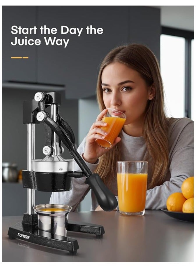Orange Juicer Squeezer, Cast Iron Lemon Squeezer, Commercial Citrus Juicer Hand Press for Orange, Lemon, Pomegranate, Grapefruit, Easy to Clean Citrus Squeezer with a Stainless Steel Cup  - Image 4