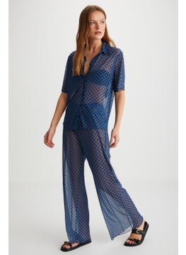 GRIMELANGE Enora Women's Short Sleeve Chiffon Blue Shirt  - Image 5