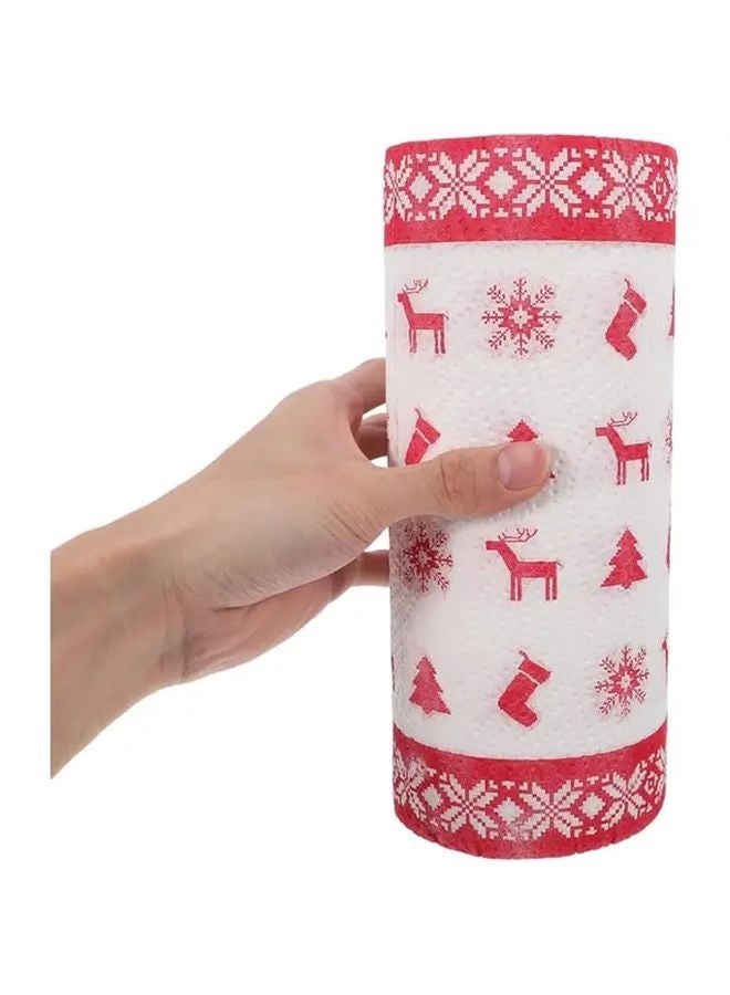 لفة ورق تنظيف المطبخ القابل للتخلص منه لعيد الميلاد - أبيض - للاستخدام الجاف والرطب - بتصميم عطلات - Image 5