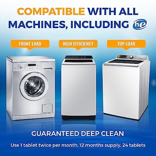 Bastion Washing Machine Cleaner Tablets 24 pack Powerful Descaler -Deep Cleaning for HE Front Loader & Top Load Washer Septic Safe Eco-Friendly Deodorizer Clean Drum & Laundry Tub Seal- Year's Supply - Image 3
