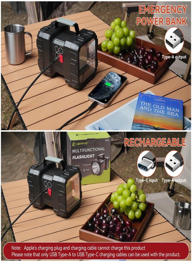 AlpsWolf Rechargeable Flashlight, LED Spotlight Flashlight 10000 Capacity 1200LM 20h Ultra-Long Standby 3+4 Lights Modes Camping Flashlight Waterproof with USB Output as a Power Bank - Image 2