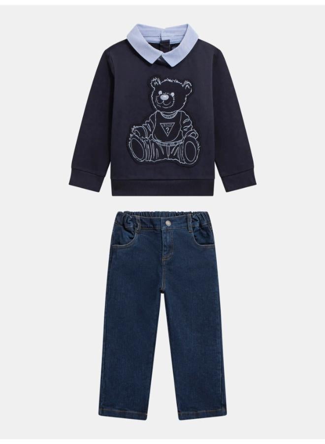 GUESS Kids Crew Neck Sweatshirt and pant Sets - Image 1