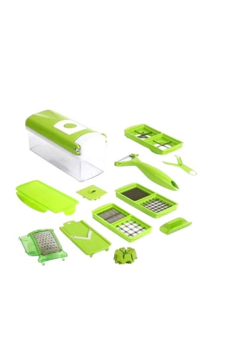 نايسر دايسر قطاعة خضروات قطاعة خضار مندولين مطورة 22 في 1 مع 13 شفرة من الستانلس ستيل، قطاعة قابلة للتعديل، قطاعة خضروات مع رف تصريف وحاوية تخزين، اداة مطبخ - Image 1