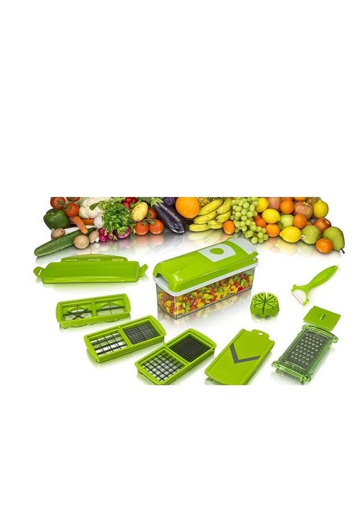 نايسر دايسر قطاعة خضروات قطاعة خضار مندولين مطورة 22 في 1 مع 13 شفرة من الستانلس ستيل، قطاعة قابلة للتعديل، قطاعة خضروات مع رف تصريف وحاوية تخزين، اداة مطبخ - Image 4