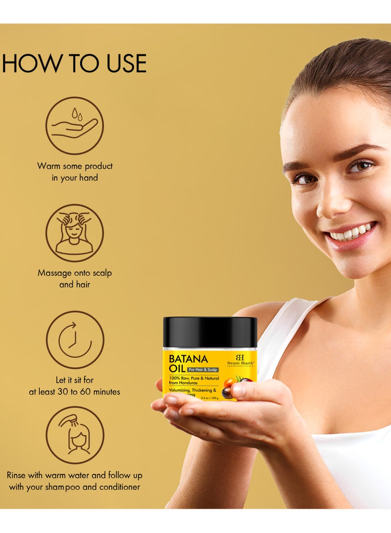 Botanic Hearth Batana Oil for Hair Growth | Batana Butter 100gm |Natural, Unrefined & Organic, Sourced from Honduras - Enhances Hair Thickness, Prevents Hair Loss, Repairs Damaged Hair for Men & Women - Image 4