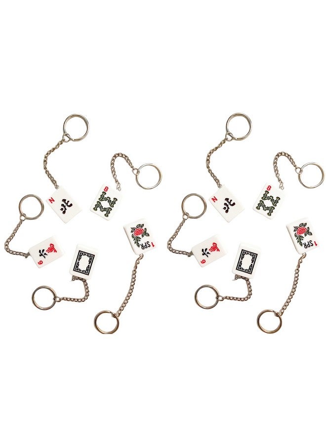 C&H Solutions 10 Ct Keychains (Mahjong Patterns Type Are Randomly) With White Mahjong And Patterned Decorations  - Image 1