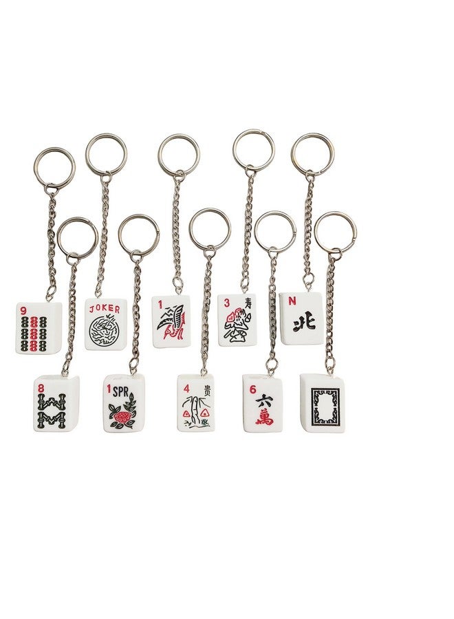 C&H Solutions 10 Ct Keychains (Mahjong Patterns Type Are Randomly) With White Mahjong And Patterned Decorations  - Image 3