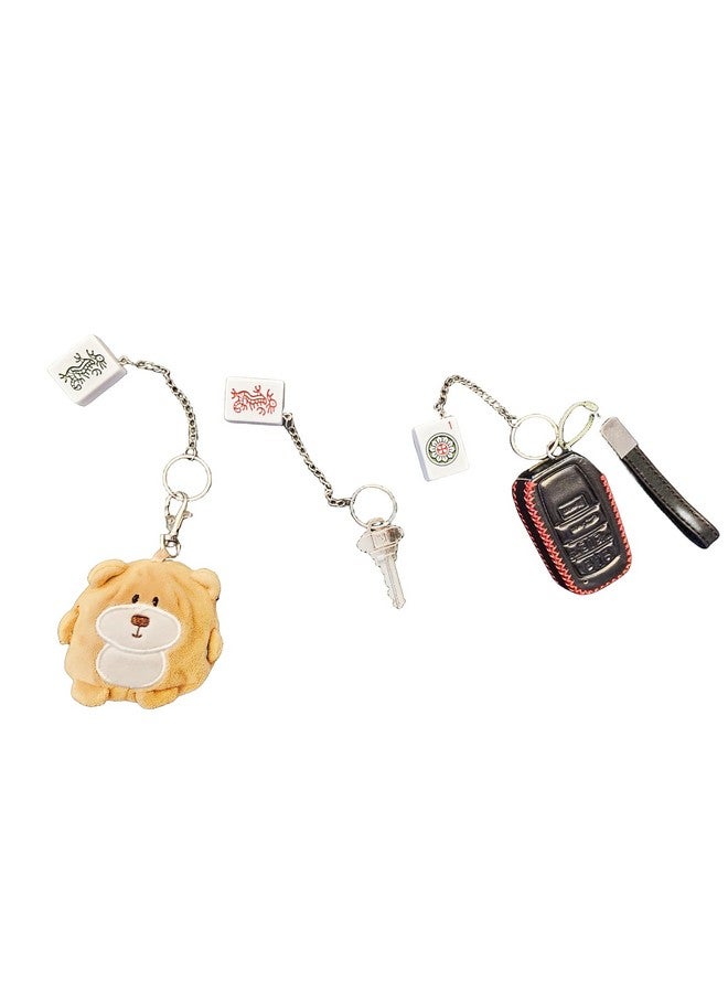 C&H Solutions 10 Ct Keychains (Mahjong Patterns Type Are Randomly) With White Mahjong And Patterned Decorations  - Image 2