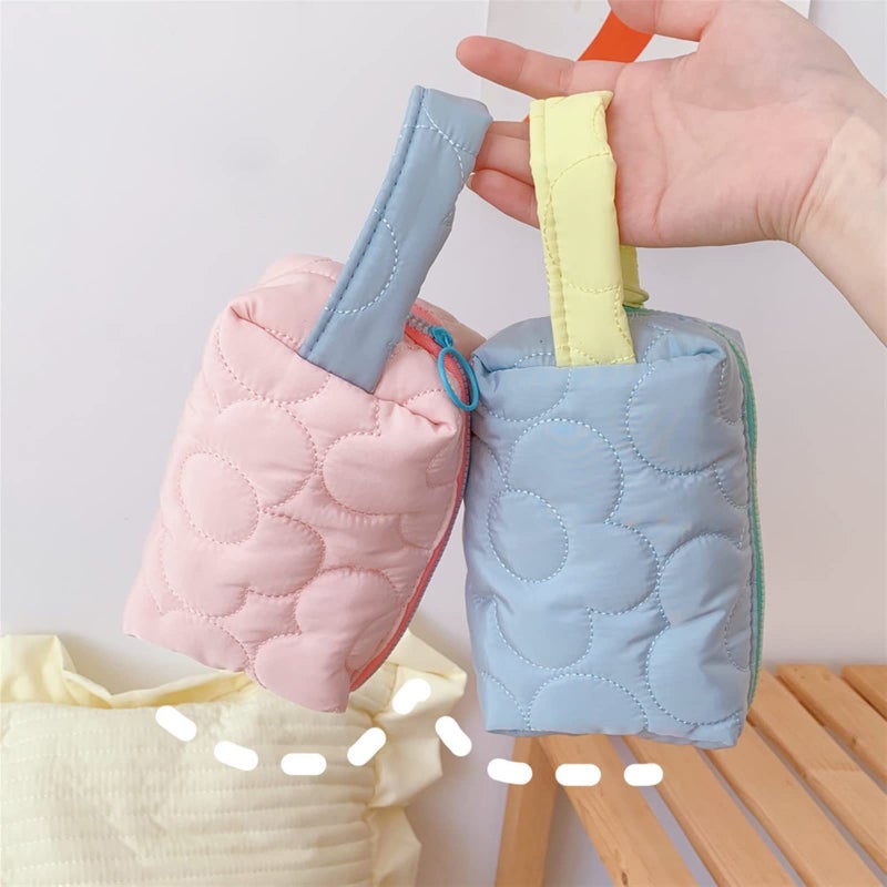 Quilted Travel Cosmetic Bag Portable Toiletry Organizer Pouch For Women Candy Color - Image 5