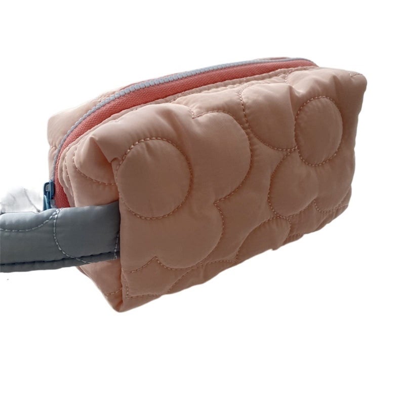 Quilted Travel Cosmetic Bag Portable Toiletry Organizer Pouch For Women Candy Color - Image 2