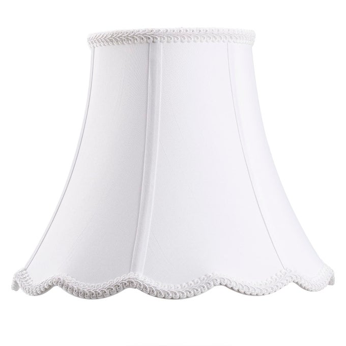 BELL LAMP SHADE WHITE SCALLOPED LAMPSHADE REPLACEMENT 7 TOP X 14 BOTTOM X 105 SLANT HEIGHT X 10 VERTICAL HEIGHT BRASS SPIDER