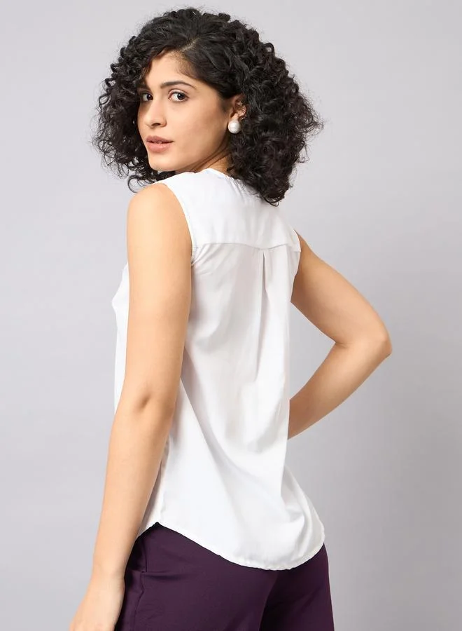 كواري بلوزة بلا أكمام بقصة مريحة