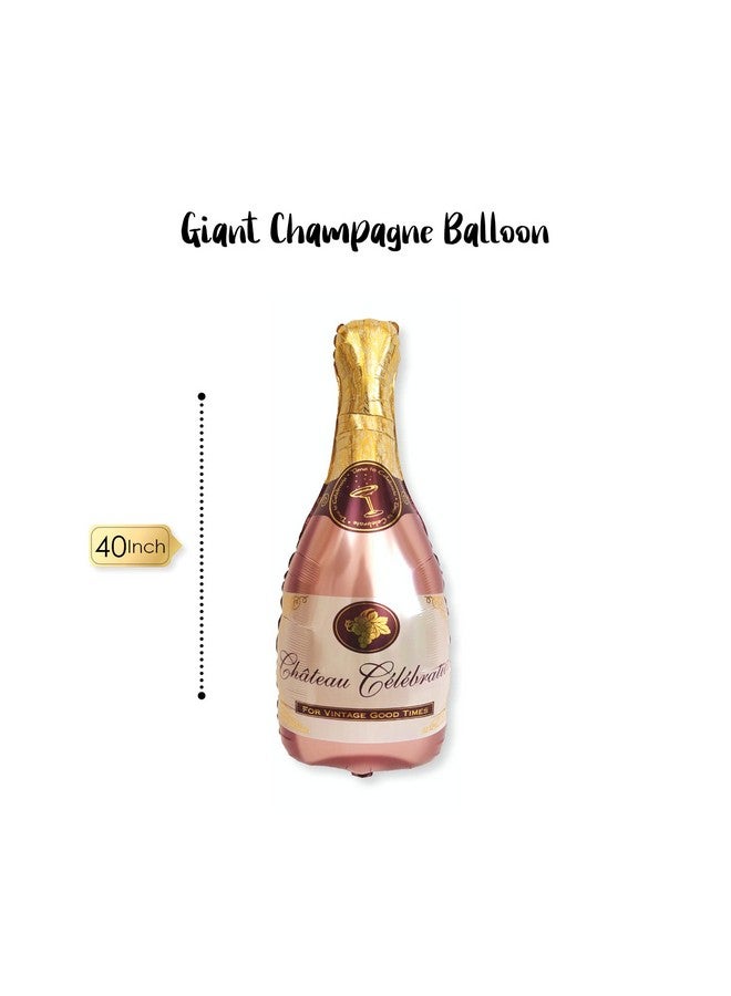 PartyForever Big Bachelorette Party Balloons Decorations Kit (6 Pack) Bridal Shower Party Balloons & Supplies Ring Ballon And Rose Gold Champagne Bottle Balloons - Image 3