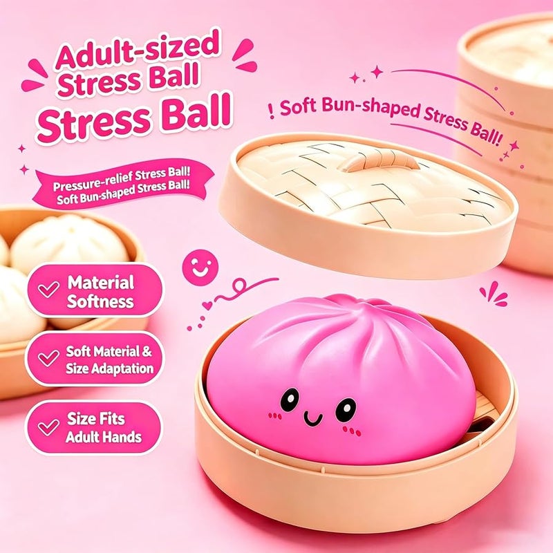 SHUOXUKE Dumpling Squishy Mystery Box , Giant Glitter Dumplings Stress Balls, Slow Rising Squeeze Dumpling Toys with Steamer, Sensory Dough Stress Relief for Stocking Stuffers Pink - Image 4