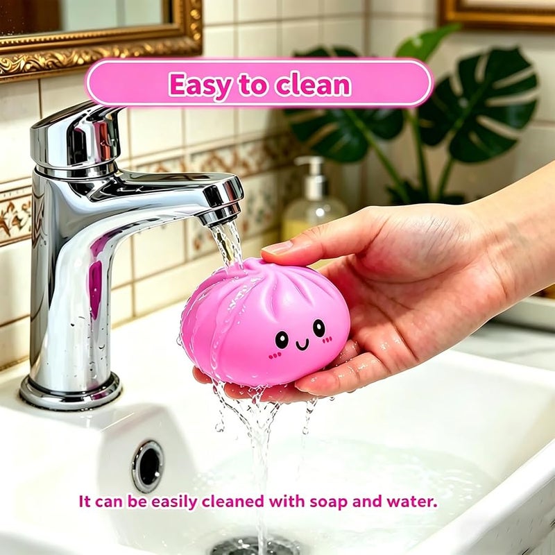 SHUOXUKE Dumpling Squishy Mystery Box , Giant Glitter Dumplings Stress Balls, Slow Rising Squeeze Dumpling Toys with Steamer, Sensory Dough Stress Relief for Stocking Stuffers Pink - Image 5