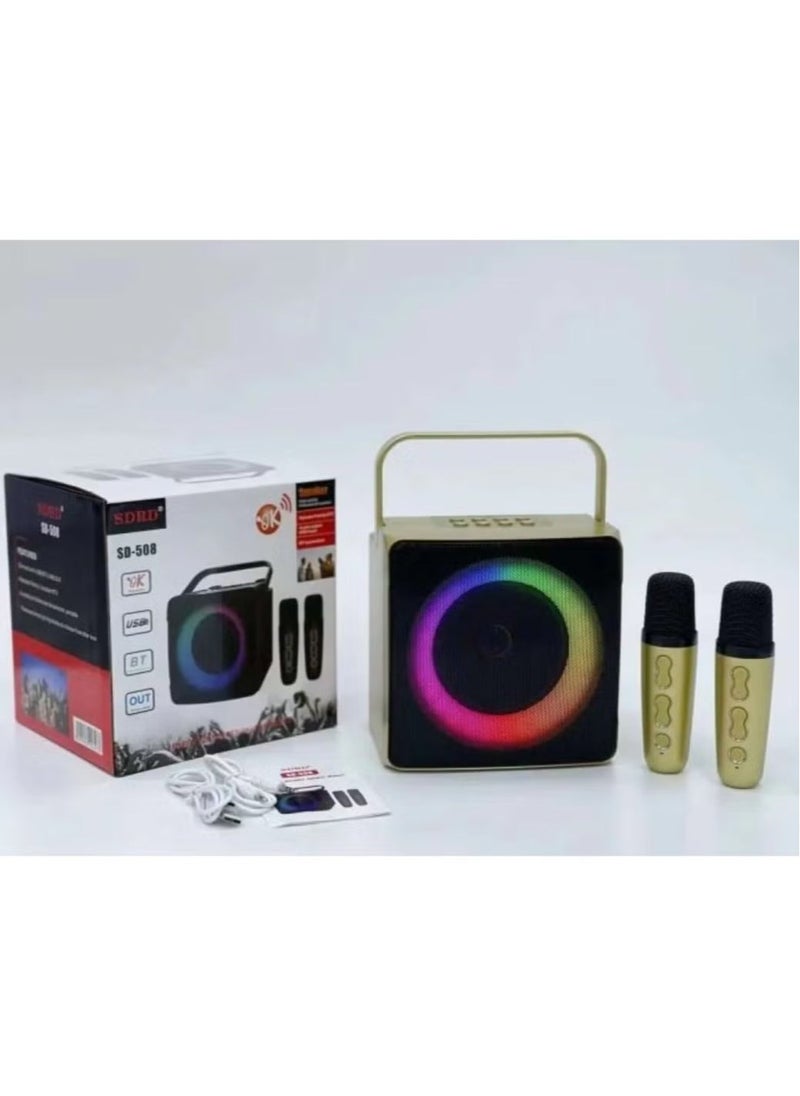 SDRD - Karaoke Bluetooth Speaker with 2 Wireless Microphones – Portable, High-Quality Sound System for Home Parties, Singing, and Events - Image 1