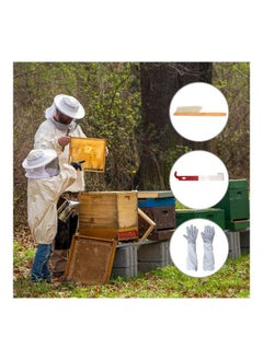 Bluejw 5-Piece Beekeeping Suit Bee Jacket Beekeeping Gloves Protective Sleeves Beehive J Hook Hive Tool Bee Hive Brush For Beekeeper Supplies Hive Tool Set  - Image 2
