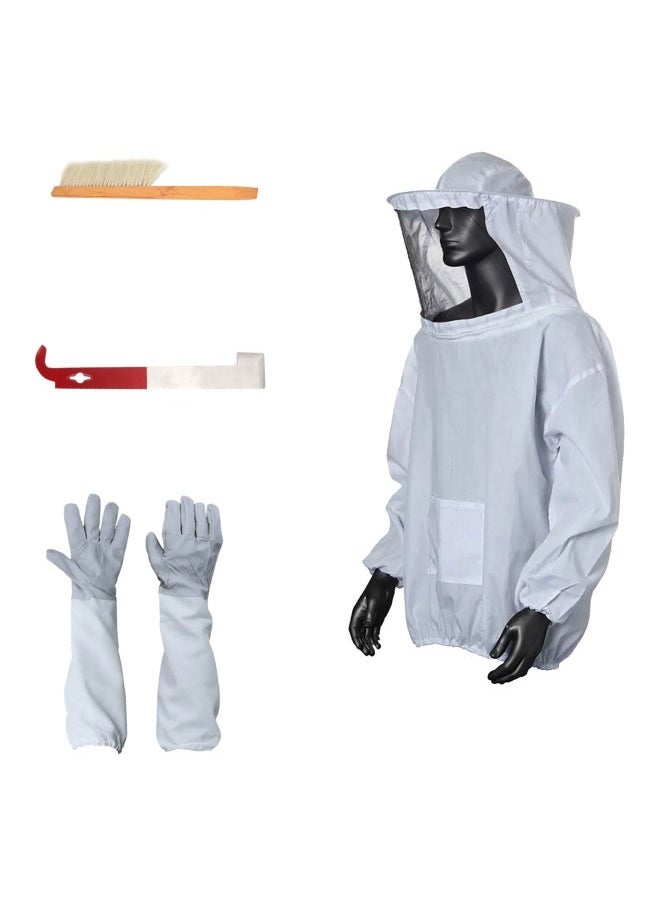 Bluejw 5-Piece Beekeeping Suit Bee Jacket Beekeeping Gloves Protective Sleeves Beehive J Hook Hive Tool Bee Hive Brush For Beekeeper Supplies Hive Tool Set  - Image 1