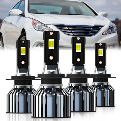 QIPEIZSP Fit For HYUNDAI SONATA 2011-2014 Light Bulbs, H7 High Beam + H7 Low Beam, 4-Pack - Image 1