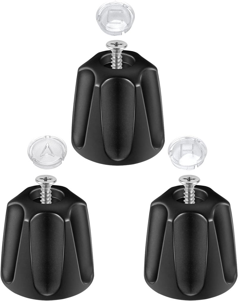 sousac 3 Set Shower Knob Replacement, Metal Bath Tub Faucet Handle Include Hot/Cold/Diverter (No Flange Base), Compatible with Price Pfister Verve Fits 5-1/2'', 12 Tooth Broach Stem (Black) - Image 1