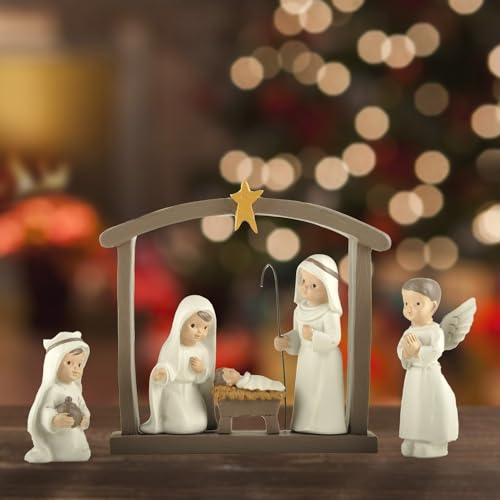 DurableDelights Nativity Family Set Hand Painted Crafts 12 Piece Classic Resin Christmas Cream Nativity Set The Story of Jesus Nativity Scene Collection - Image 3