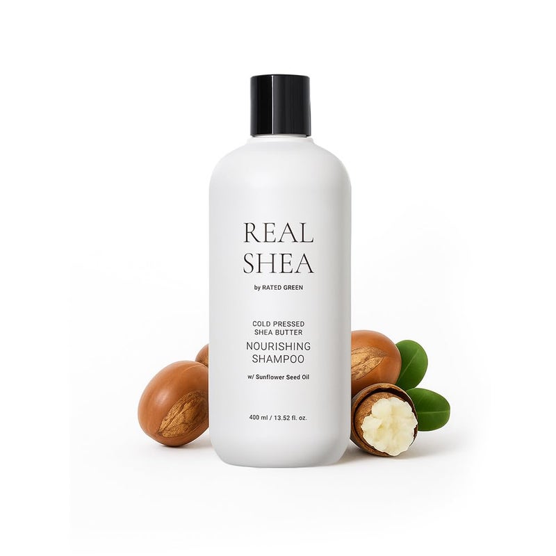 RATED GREEN Real Shea Nourishing Shampoo | Organic Cold Pressed Sunflower Seed Oil | Deep Moisture & Soothing Care for Dry & Damaged Hair | Silicone-Free, Korean Hair Care | 13.52 fl oz - Image 1