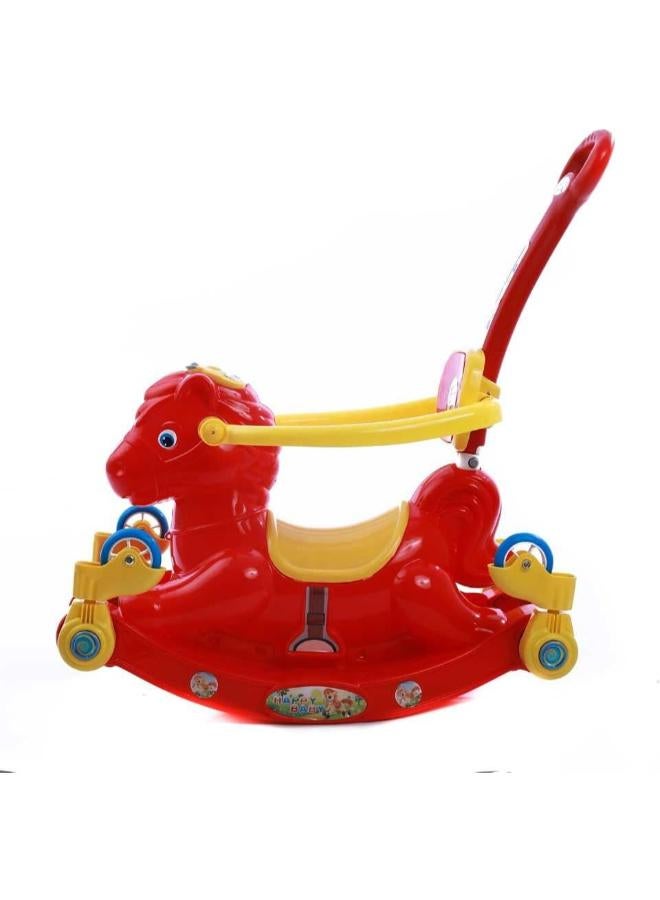 كرسي هزاز للأطفال مع عجلات ومقبض دفع للوالدين - أزرق - Image 2