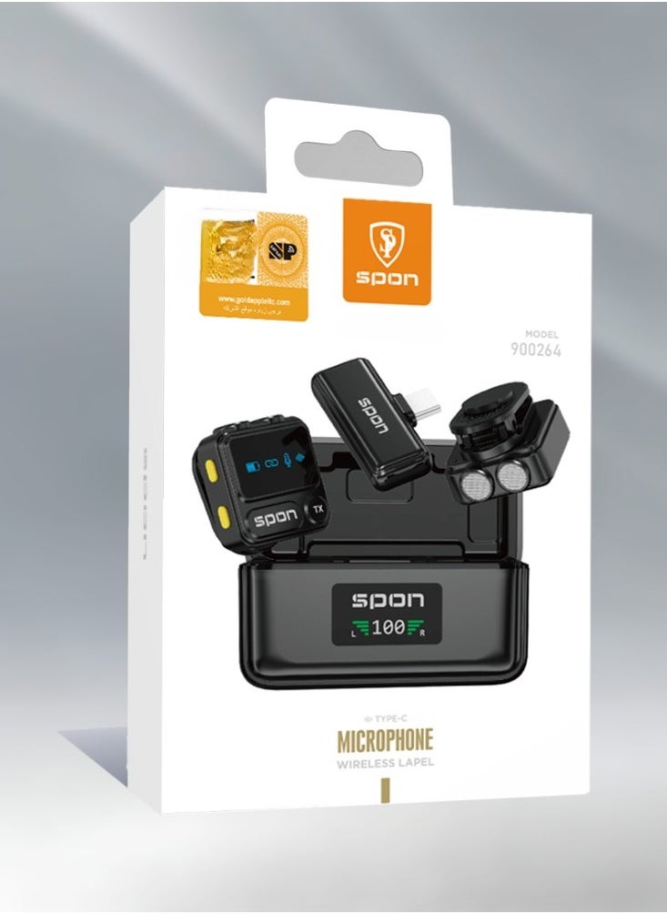 SPON - Wireless Lavalier Microphone for iPhone 15 | Android phones | Laptop and other USB C Devices | Plug and Play Mini Mic with Charging Bin Earbud for YouTube TikTok Live Streaming Gaming (2 Type C Mics) - Image 1