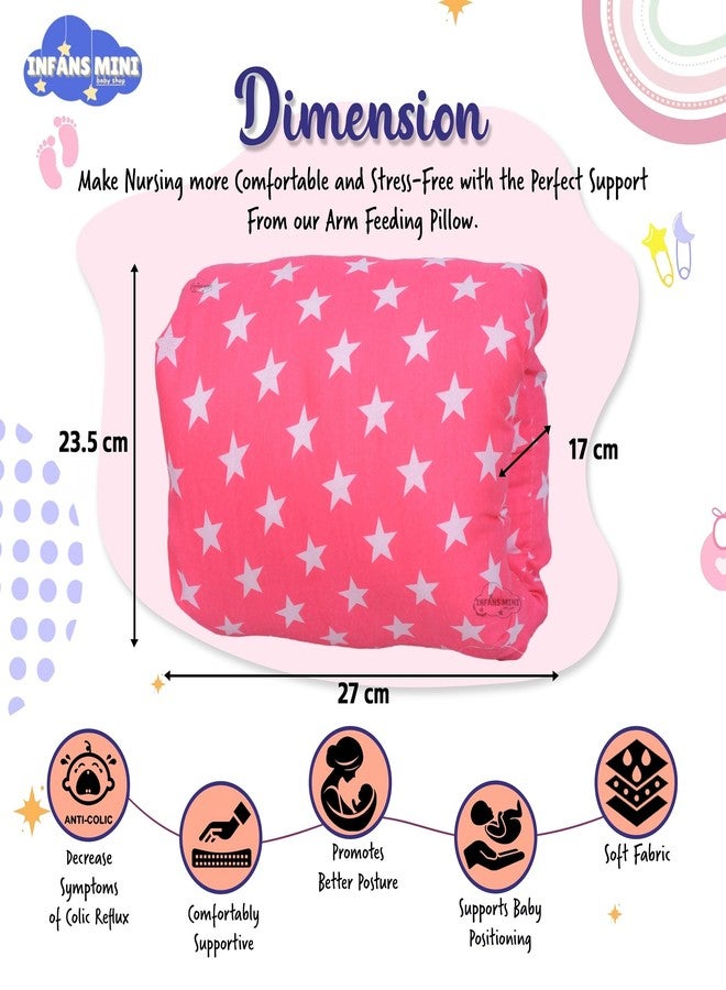 Infans Mini وسادة إنفانز الصغيرة للرضاعة، وسائد الرضاعة الطبيعية للأمهات، وسائد الرضاعة بالزجاجة للأطفال مناسبة للسفر (لون وردي نجمي) - Image 4