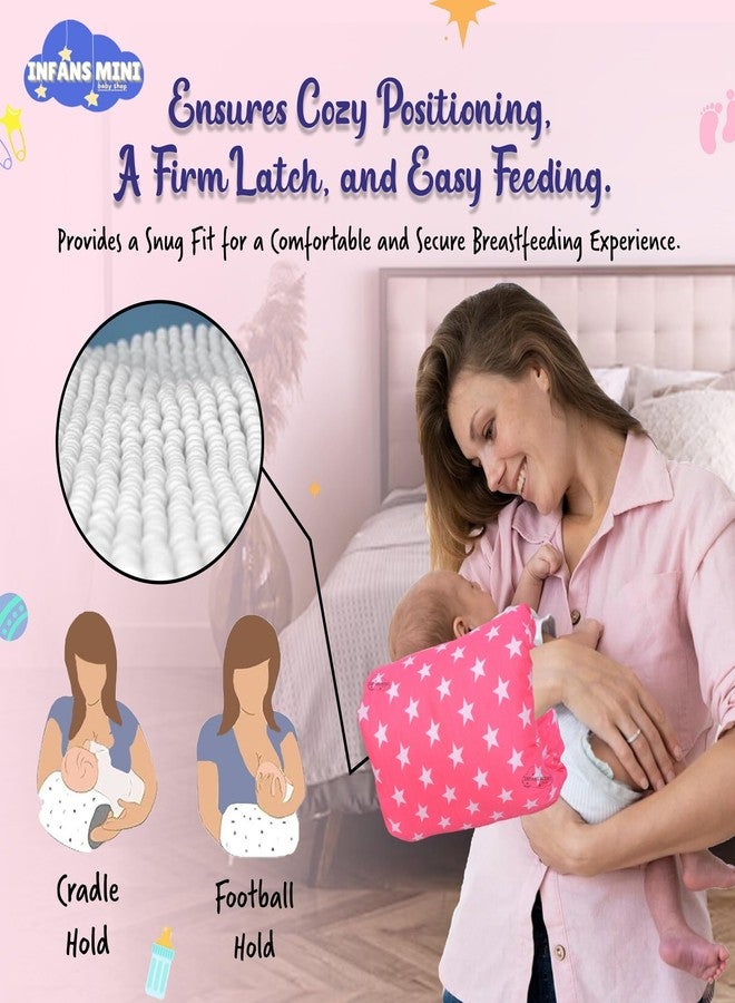 Infans Mini وسادة إنفانز الصغيرة للرضاعة، وسائد الرضاعة الطبيعية للأمهات، وسائد الرضاعة بالزجاجة للأطفال مناسبة للسفر (لون وردي نجمي) - Image 3