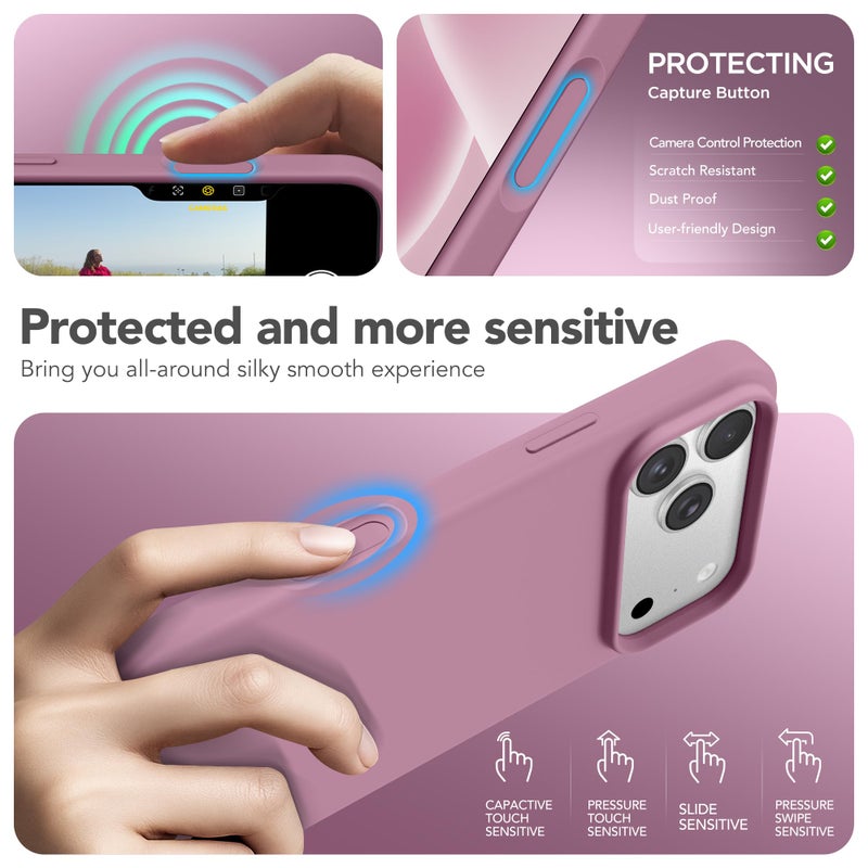 GONEZ Magnetic for iPhone 17 Pro Case, Compatible with MagSafe, [Screen Protector + Camera Lens Protector], Liquid Silicone Anti-Scratch Shockproof Protective Phone Case 6.3 inch, Blackcurrant - Image 5