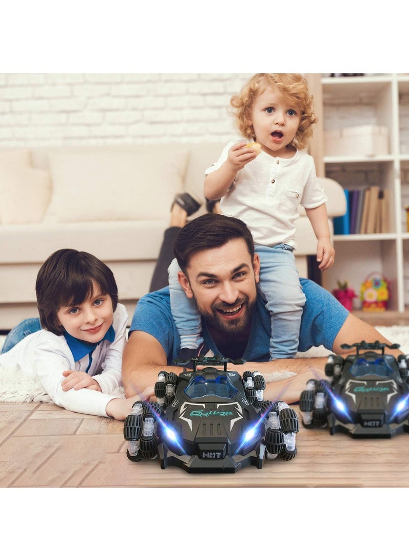 جالوب سيارة تحكم عن بعد 4WD بقدرات بهلوانية 360 درجة، تعمل على تردد 2.4GHz، قابلة للقلب من الجهتين، مع إضاءة LED ورذاذ ومؤثرات موسيقية، سيارة سباق قوية لجميع الطرق هدية للأطفال - Image 5
