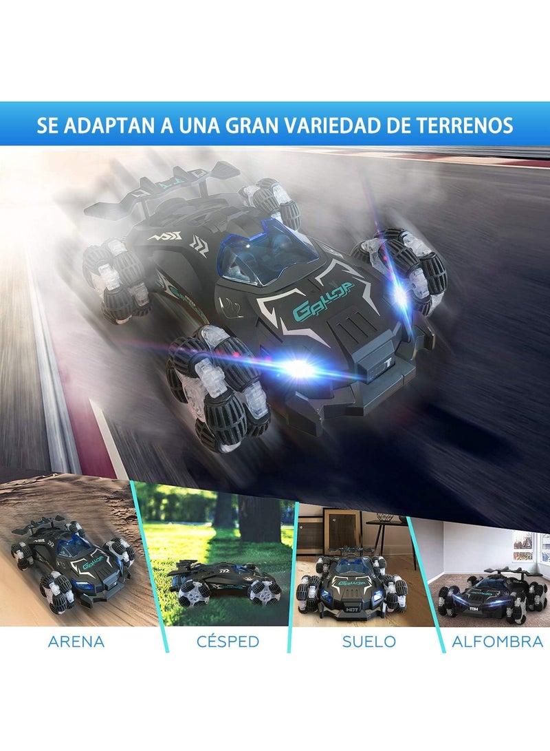 جالوب سيارة تحكم عن بعد 4WD بقدرات بهلوانية 360 درجة، تعمل على تردد 2.4GHz، قابلة للقلب من الجهتين، مع إضاءة LED ورذاذ ومؤثرات موسيقية، سيارة سباق قوية لجميع الطرق هدية للأطفال - Image 3