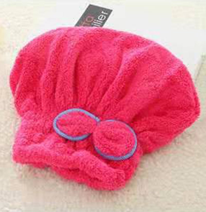 Coral fleece hair drying cap absorbent and easy-to-dry bow shower cap thickened princess hat hair drying towel one-piece delivery - Image 1